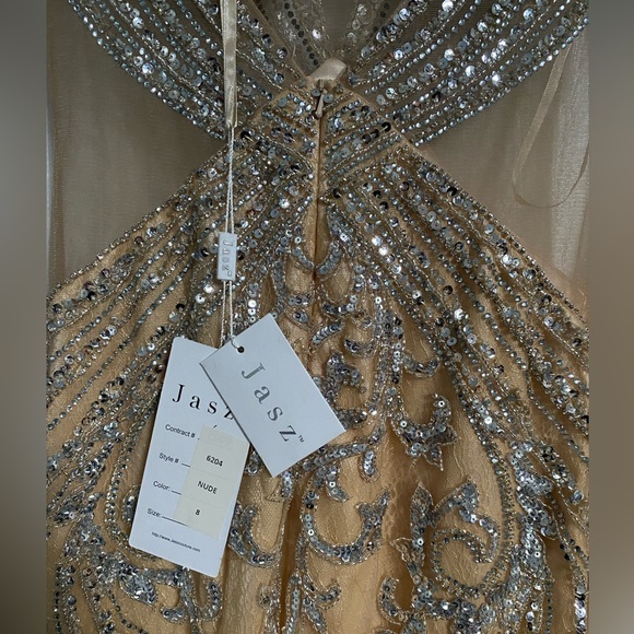 Jasz Couture - 6204 Illusion Embellished Sheath Gown - Picture 7 of 7